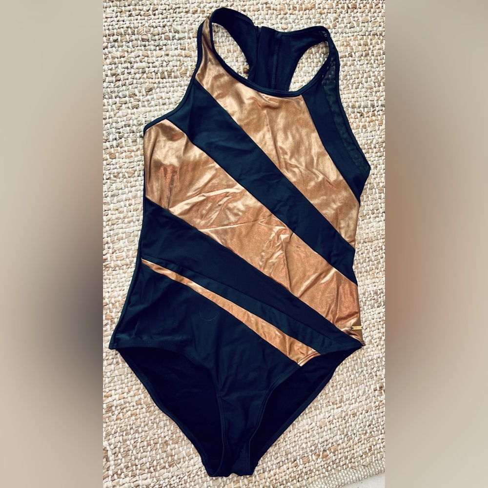 NICOLE MILLER | Black & Bronze Swimsuit | Size S